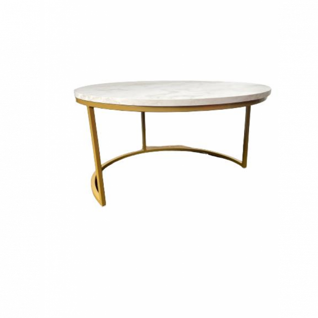 Mesa de Centro madeira  Branco Dourado