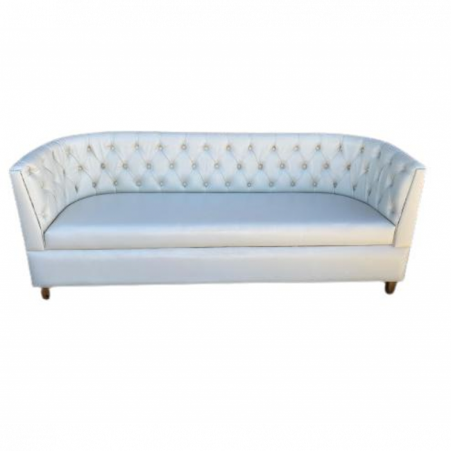 Sofa Curvo Meia Pétala Captonado Corino Off Whithe