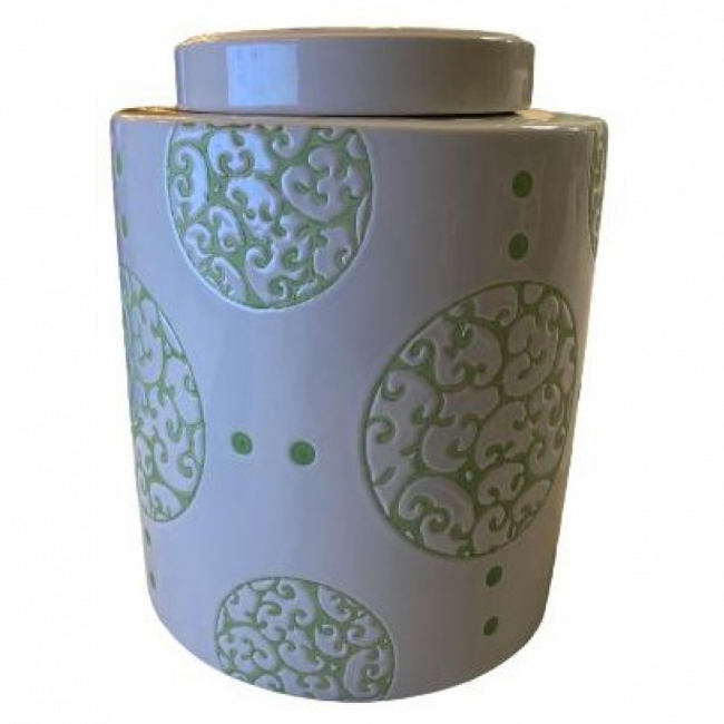 Vaso Ceramica Detalhe Verde Grande