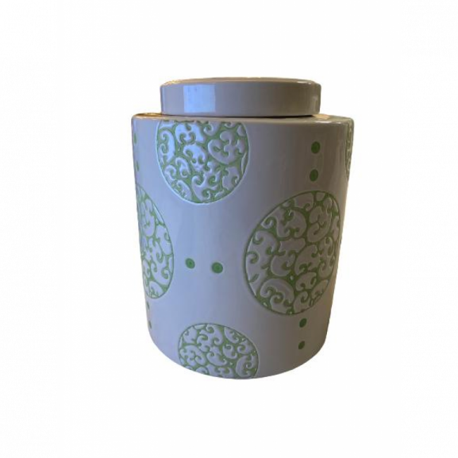 Vaso Ceramica Detalhe Verde Medio