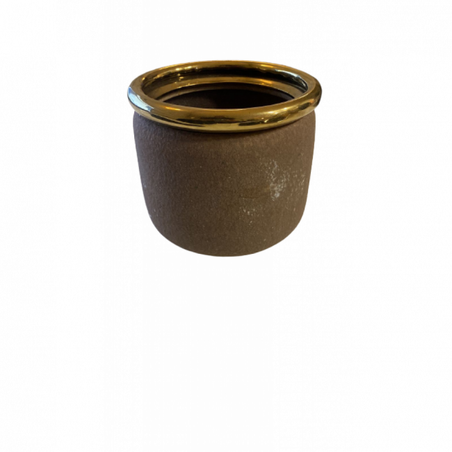 Vaso Ceramica marrom Dourado