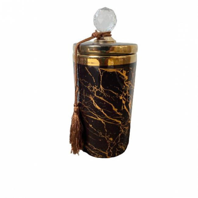 Vaso ceramica Preto Dourado