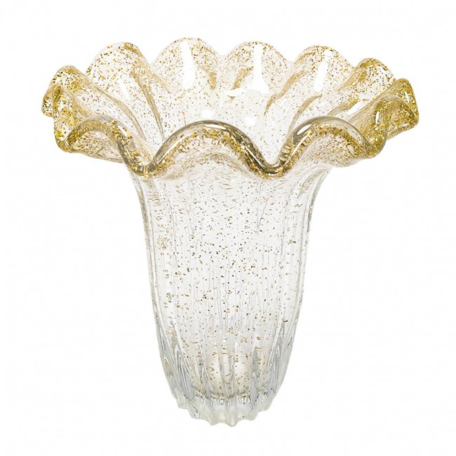 Vaso Murano  Cristal Pingo Dourado