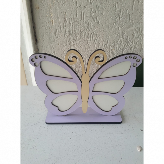 BORBOLETA 3D  DE MESA  LILAS MDF