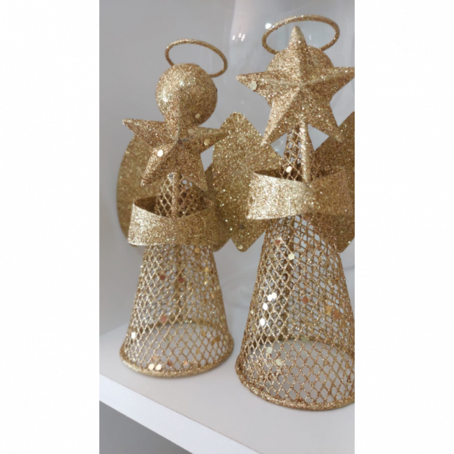 Adorno Decoração Natal Le Anjo 7x15cm Dourado