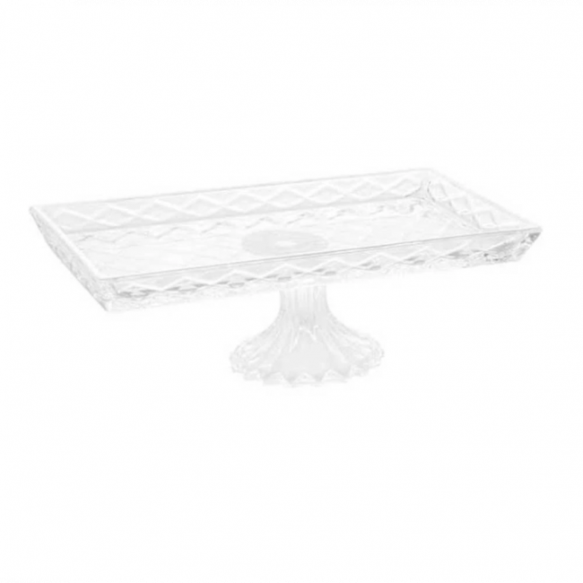 Travessa para Servir de Cristal com Pé Diamond 34,5x18,5x11,5cm - Lyor