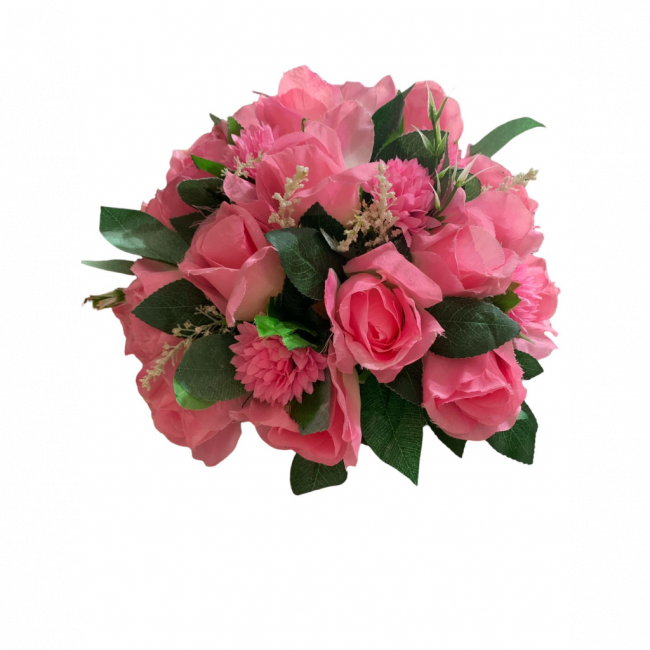 Arranjo de flores artificiais Rosas com Cravo pequeno Rosa