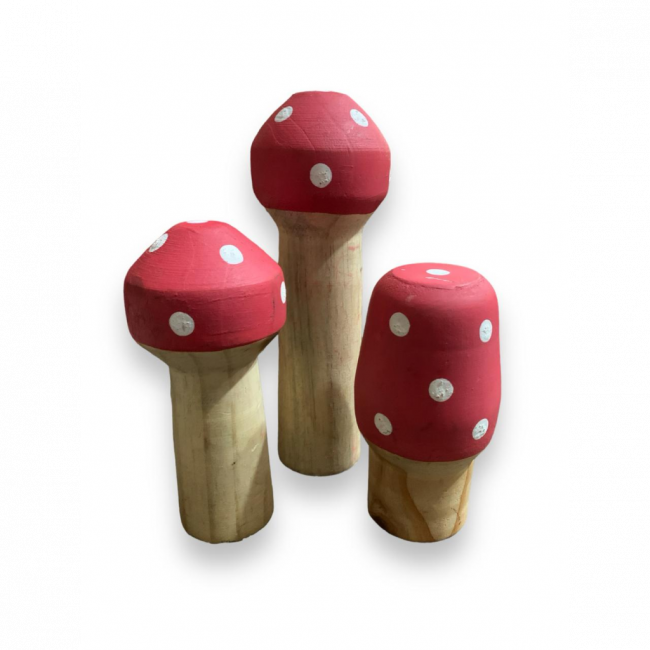 Trio de cogumelos de madeira - Vermelho