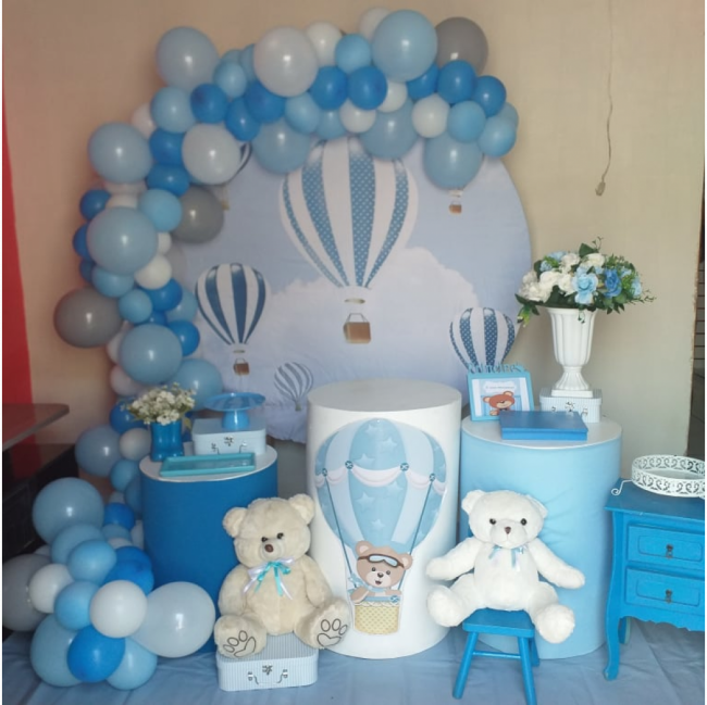 decoracao cha de bebe com o enchimento de 200 balões.