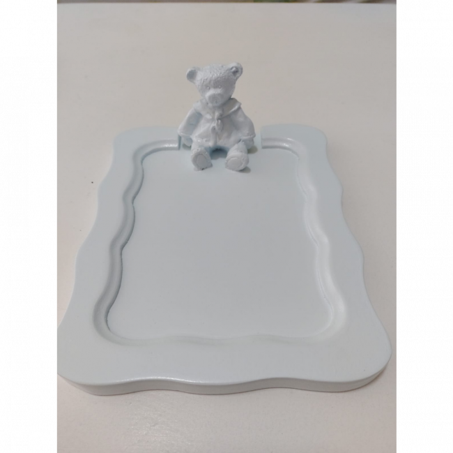 Bandeja azul quadrada urso MDF