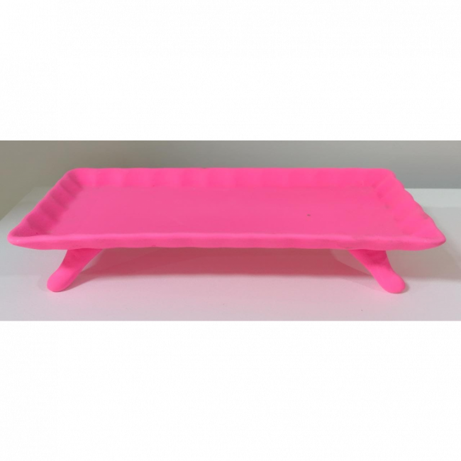 Bandeja pezinho rosa Neon cerâmica