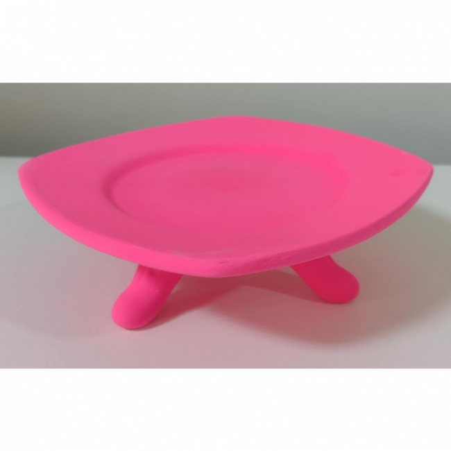 Bandeja quadrada rosa Neon P cerâmica