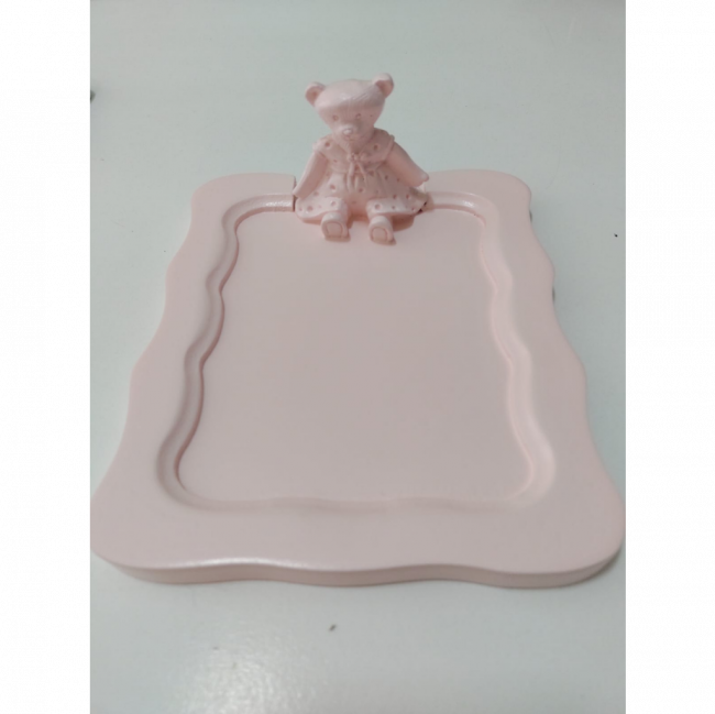 Bandeja rosa quadrada ursa MDF