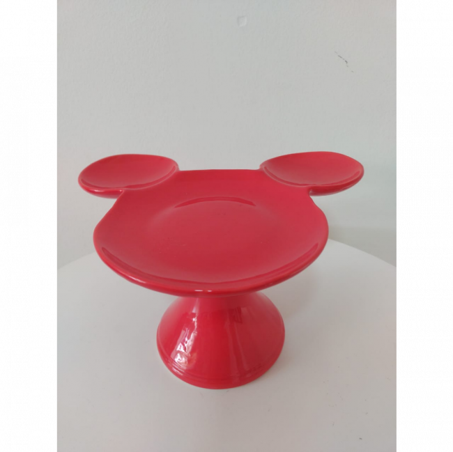 boleira alta Mickey-Minnie vermelho de cerâmica