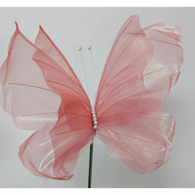 Borboleta organza rosa