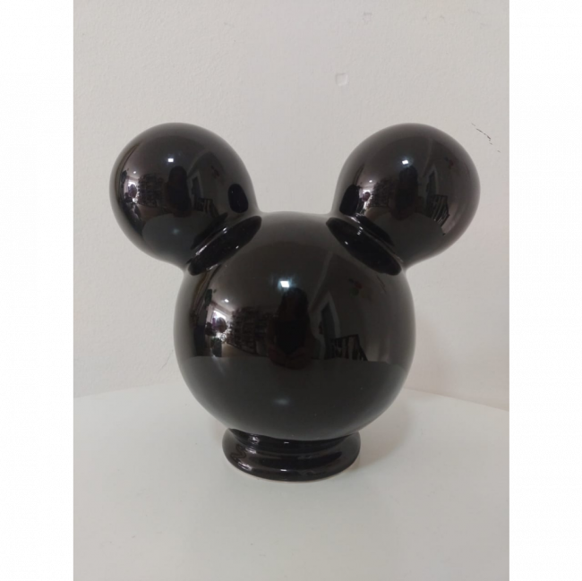 Cabeça Mickey- Minnie preto de cerâmica