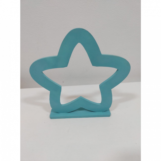 Estrela Vazada Azul M MDF