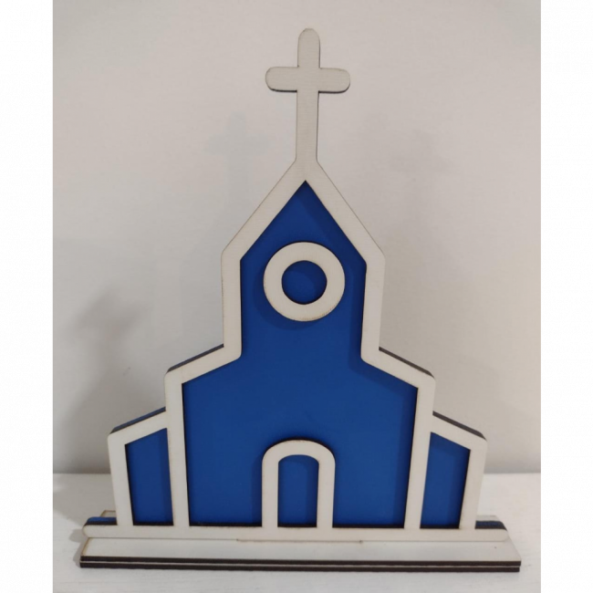 Igreja, capela azul Junino (MDF)