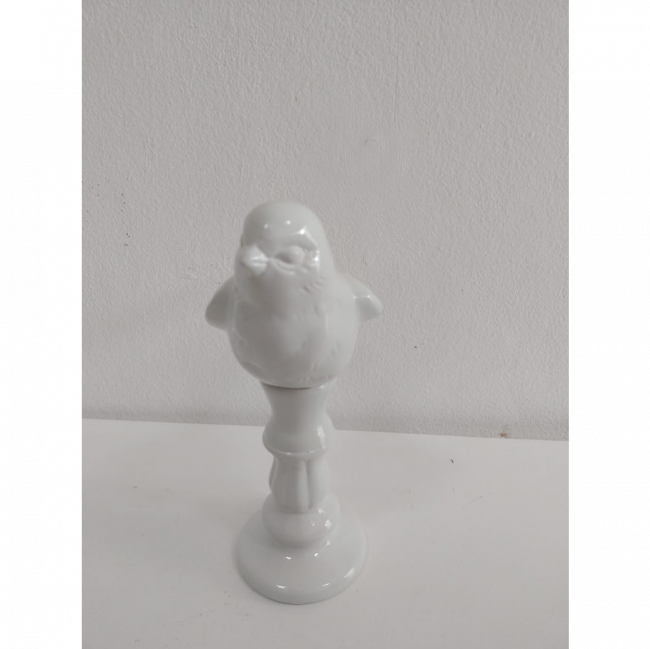 passarinho branco no pedestal cerâmica