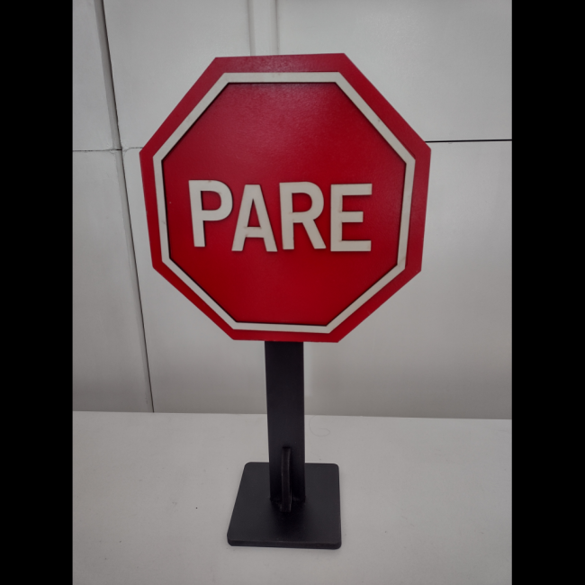 Placa PARE  alta (carro)