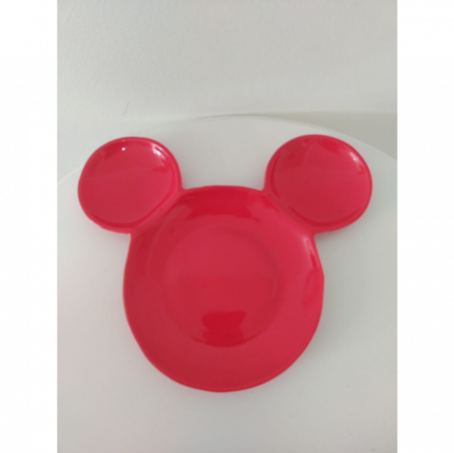 Bandeja cabeça Mickey-Minnie vermelho de cerâmica