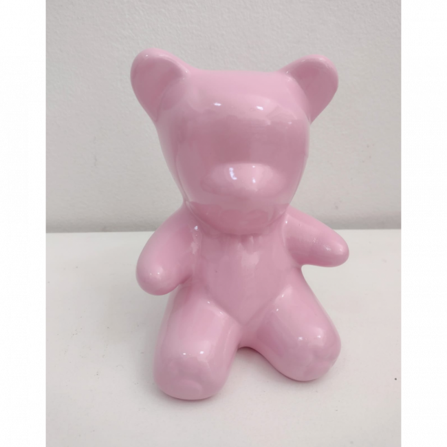 Urso de cerâmica rosa