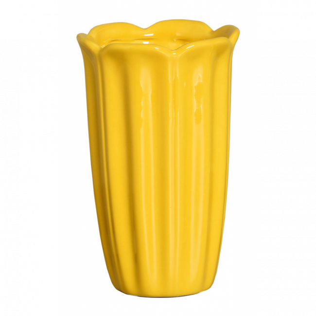 vaso alto amarelo cerâmica