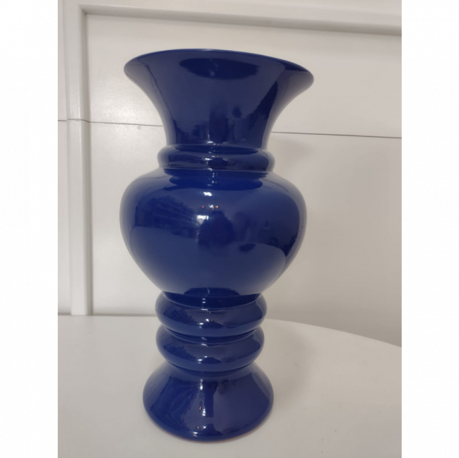 Vaso alto azul marinho cerâmica