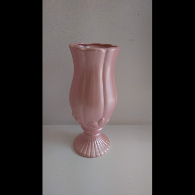 vaso alto lírio rosa pérola de cerâmica