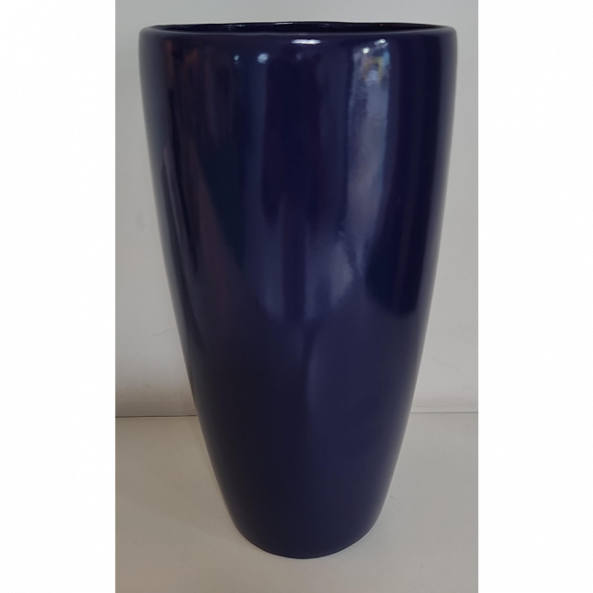 Vaso alto liso azul  cobalto (cerâmica)