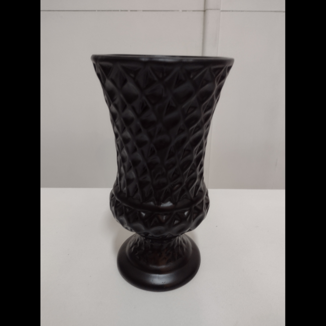 Vaso preto P  trabalhado cerâmica