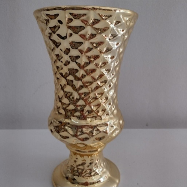 vaso alto dourado de cerâmica