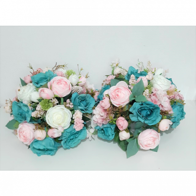Arranjos de Flores rosa, azul e branco G