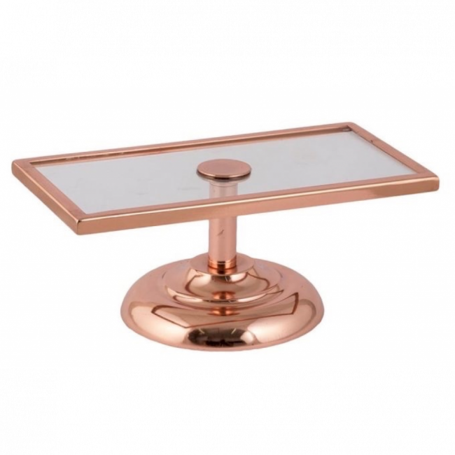 Bandeja de Pezinho Metal Rose Gold Vidro