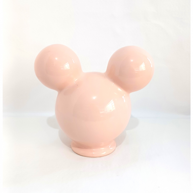 Cabeça Mickey de Porcelana Rosa Candy