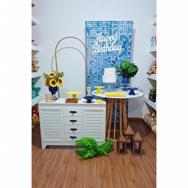 KIT Amarelo e Azul com Painel geometrico