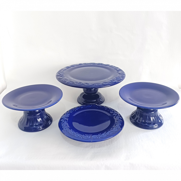 Kit suporte Azul Royal de porcelana