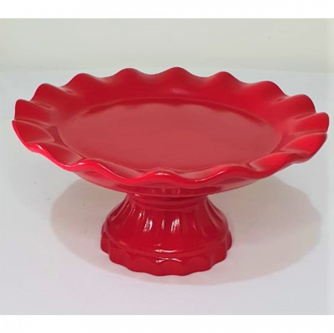 Suporte de Doces Vermelho Médio de Porcelana