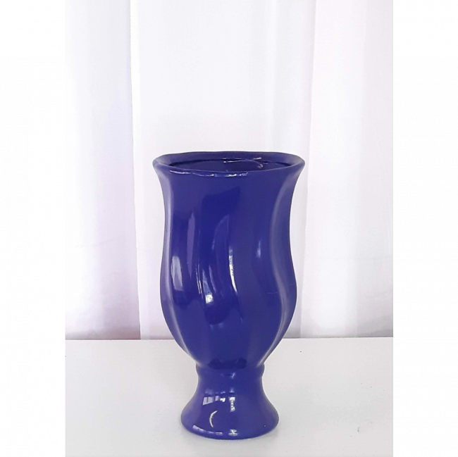 Vaso Azul Escuro Alto de Porcelana