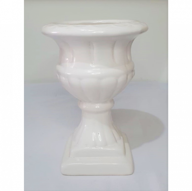 Vaso Branco Romano de Porcelana