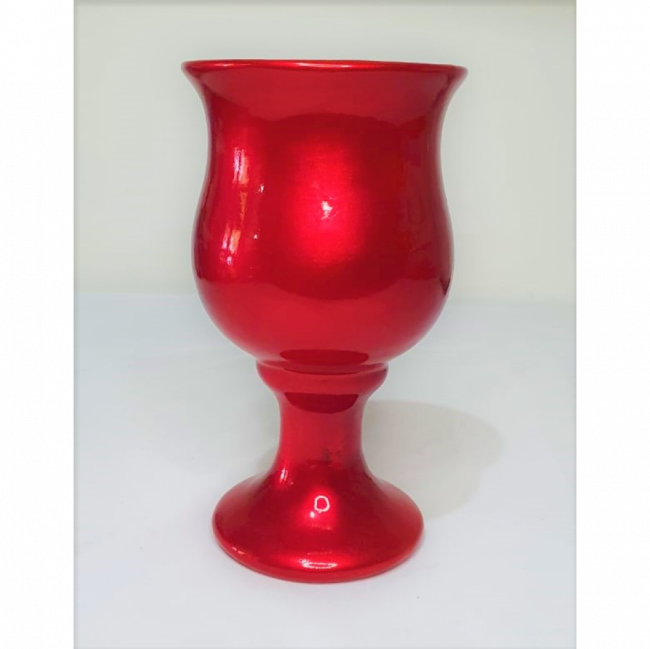 Vaso Vermelho Cintilante de Porcelana