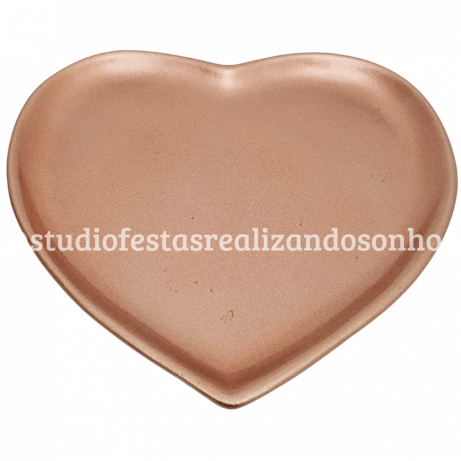 BANDEJA CERÂMICA CORAÇÃO ROSÉ GOLD