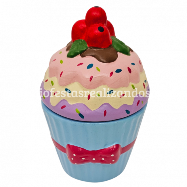 CUPCAKE CERAMICA AZUL FLORK 1