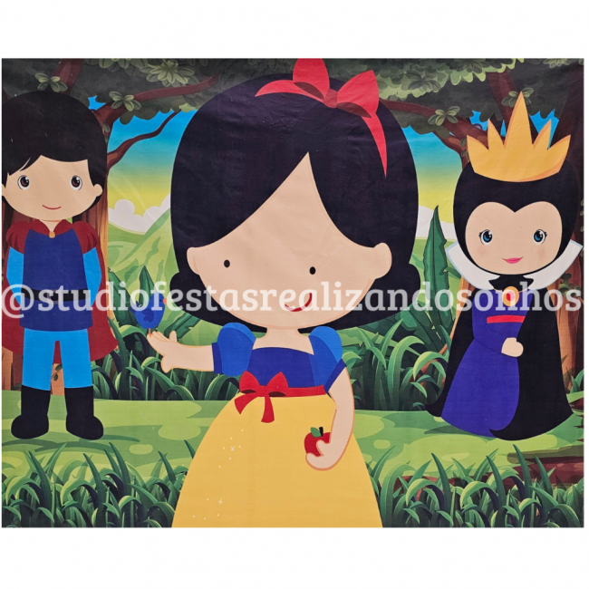 PAINEL DE LONA RETANGULAR BRANCA DE NEVE BABY