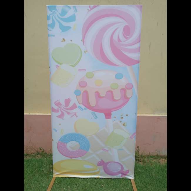 Painel + Tecido Sublimado Rectangular Candyland