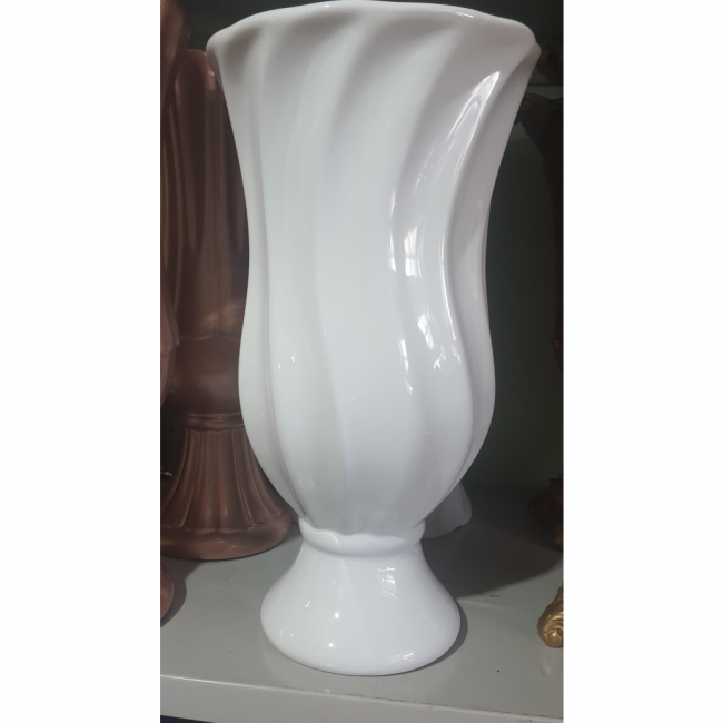 Vaso cerâmica branco alto