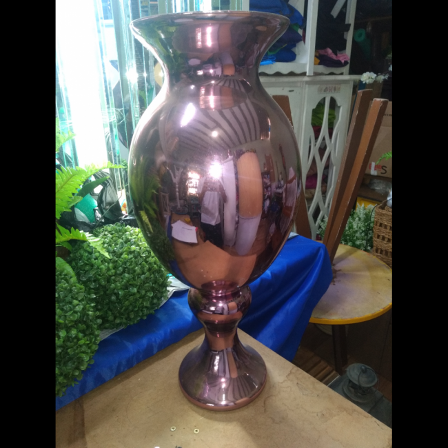 vaso espelhado rose gold cromado