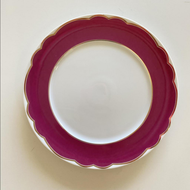 Prato raso filete dourado porcelana coral Germer