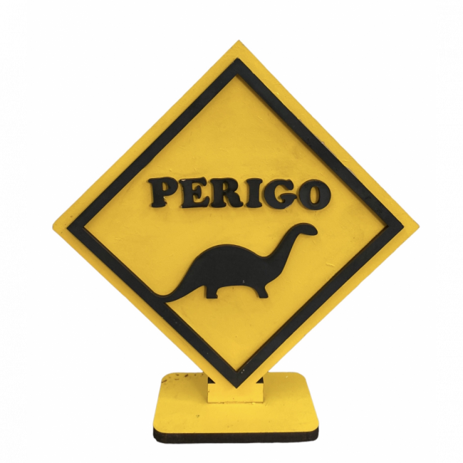 PLACA PERIGO - DINOSSAURO