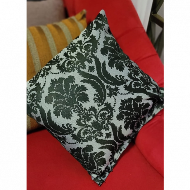 ALMOFADA PRETA CINZA 40CM X 40CM JACQUARD